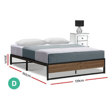 Load image into Gallery viewer, Metal Bed Frame Double Size Mattress Base Platform Foundation Wooden Black OSLO
