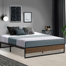 Load image into Gallery viewer, Metal Bed Frame Double Size Mattress Base Platform Foundation Wooden Black OSLO
