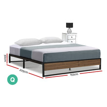 Load image into Gallery viewer, Metal Bed Frame Queen Size Mattress Base Platform Foundation Wooden Black OSLO
