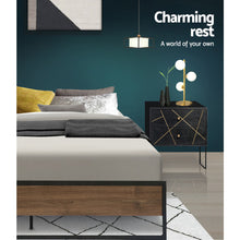 Load image into Gallery viewer, Metal Bed Frame Queen Size Mattress Base Platform Foundation Wooden Black OSLO
