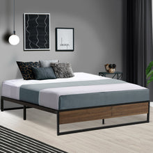 Load image into Gallery viewer, Metal Bed Frame Queen Size Mattress Base Platform Foundation Wooden Black OSLO
