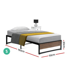 Load image into Gallery viewer, Metal Bed Frame Single Size Mattress Base Platform Foundation Wooden Black OSLO
