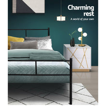 Load image into Gallery viewer, Metal Bed Frame Queen Size Platform Foundation Mattress Base SOL Black
