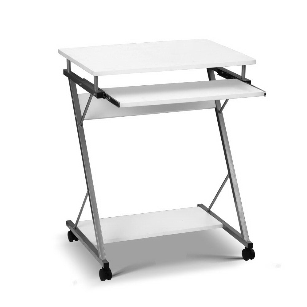 Metal Pull Out Table Desk - White