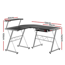 Load image into Gallery viewer, Artiss Corner Metal Pull Out Table Desk - Black
