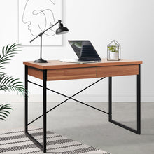 Load image into Gallery viewer, Artiss Metal Desk with Drawer - Walnut
