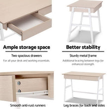 Load image into Gallery viewer, Artiss Metal Desk with Drawer - White with Oak Top
