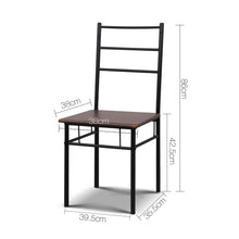 Load image into Gallery viewer, Walnut &amp; Black Metal Table and Chairs Dining Set
