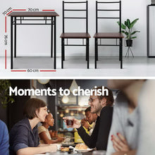 Load image into Gallery viewer, Walnut &amp; Black Metal Table and Chairs Dining Set

