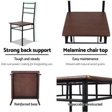 Load image into Gallery viewer, Walnut &amp; Black Metal Table and Chairs Dining Set
