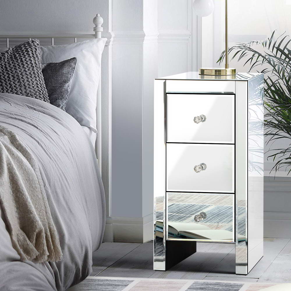 Mirrored Bedside table - Silver 1 PC