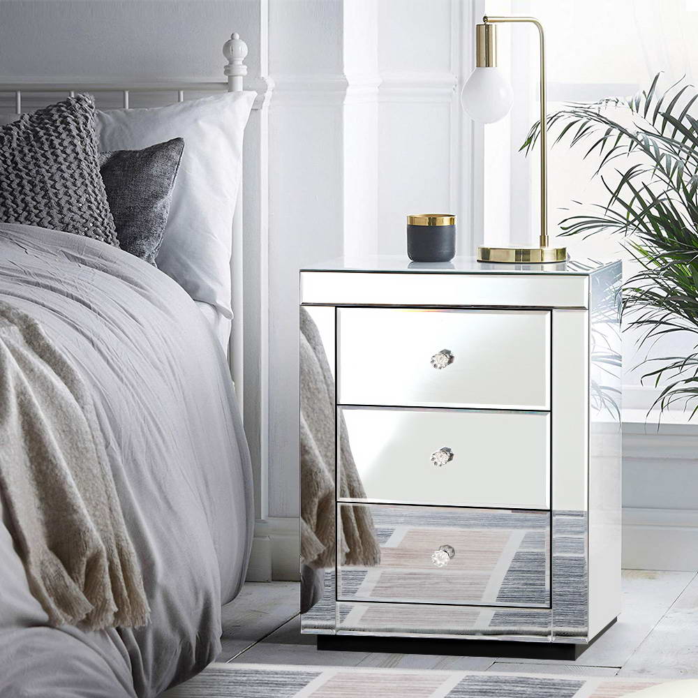 Mirrored Bedside Table - Presia Silver 1 PC