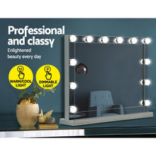 Load image into Gallery viewer, Embellir Hollywood Makeup Mirror With Light 12 LED Bulbs Vanity Lighted Silver 58cm x 46cm
