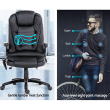 Load image into Gallery viewer, Artiss Massage Office Chair 8 Point PU Leather Office Chair - Black
