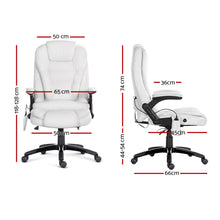 Load image into Gallery viewer, Artiss Massage Office Chair 8 Point PU Leather Office Chair - White
