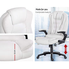 Load image into Gallery viewer, Artiss Massage Office Chair 8 Point PU Leather Office Chair - White
