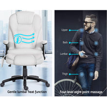 Load image into Gallery viewer, Artiss Massage Office Chair 8 Point PU Leather Office Chair - White

