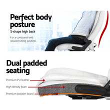 Load image into Gallery viewer, Artiss Massage Office Chair 8 Point PU Leather Office Chair - White
