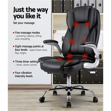 Load image into Gallery viewer, Artiss Massage Office Chair 8 Point PU Leather Office Chair - Black
