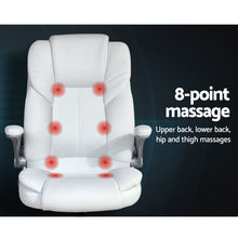 Load image into Gallery viewer, Artiss Massage Office Chair PU Leather 8 Point - White

