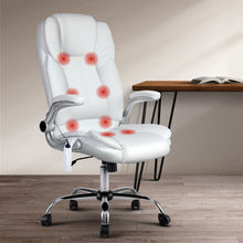 Load image into Gallery viewer, Artiss Massage Office Chair PU Leather 8 Point - White
