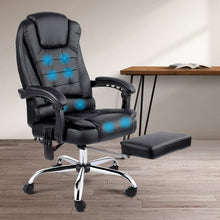 Load image into Gallery viewer, Artiss Massage Office Chair 8 Point Footrest Black
