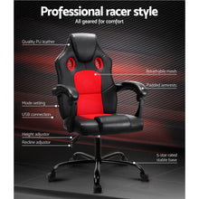 Load image into Gallery viewer, Artiss Massage Office Chair Gaming Computer Seat Recliner Racer Red
