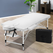 Load image into Gallery viewer, Zenses 75cm Wide Portable 2 Fold Aluminium Massage Table - White

