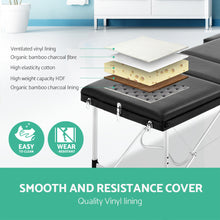 Load image into Gallery viewer, Zenses 3 Fold Portable 60cm Wide Aluminium Massage Table - Black
