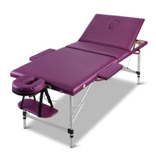 Load image into Gallery viewer, Zenses 3 Fold Portable 75cm Wide  Aluminium Massage Table - Purple

