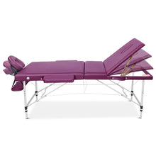 Load image into Gallery viewer, Zenses 3 Fold Portable 75cm Wide  Aluminium Massage Table - Purple
