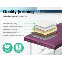 Load image into Gallery viewer, Zenses 3 Fold Portable 75cm Wide  Aluminium Massage Table - Purple
