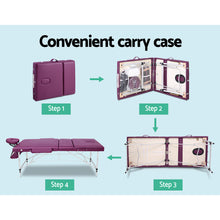 Load image into Gallery viewer, Zenses 3 Fold Portable 75cm Wide  Aluminium Massage Table - Purple
