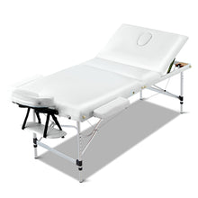 Load image into Gallery viewer, Zenses Portable 75cm wide 3 Fold Portable Aluminium Massage Table - White
