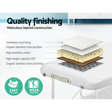 Load image into Gallery viewer, Zenses Portable 75cm wide 3 Fold Portable Aluminium Massage Table - White

