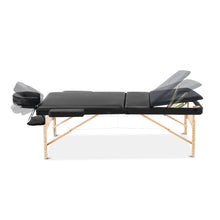 Load image into Gallery viewer, Zenses 3 Fold Portable 70 cm Wide Wood Massage Table - Black
