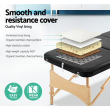 Load image into Gallery viewer, Zenses 3 Fold Portable 70 cm Wide Wood Massage Table - Black
