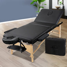 Load image into Gallery viewer, Zenses 3 Fold Portable 70 cm Wide Wood Massage Table - Black
