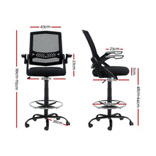 Load image into Gallery viewer, Artiss Office Chair Veer Drafting Stool Mesh Chairs Flip Up Armrest Black
