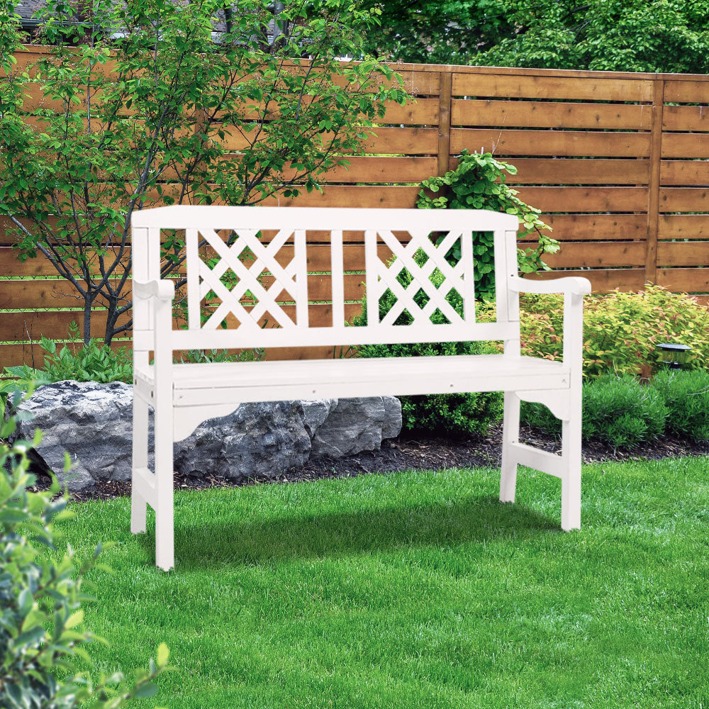 Wooden 2 Seater Garden Bench - White