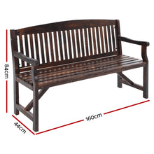 Load image into Gallery viewer, Handcrafted Wooden 3 Seater Garden Bench - Charcoal Fir Wood
