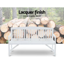 Load image into Gallery viewer, Gardeon Wooden Garden Bench Chair Outdoor Furniture Patio Deck 3 Seater White
