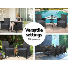 Load image into Gallery viewer, Set of 2 Outdoor Bistro Set Chairs Patio Furniture Dining Wicker Garden Cushion Gardeon
