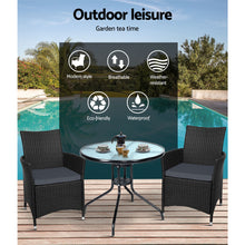 Load image into Gallery viewer, Gardeon Outdoor Furniture Dining Chair Table Bistro Set Wicker Patio Setting Tea Coffee Cafe Bar Set

