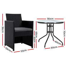Load image into Gallery viewer, Gardeon Patio Furniture Dining Chairs Table Patio Setting Bistro Set Wicker Tea Coffee Cafe Bar Set
