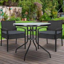 Load image into Gallery viewer, Gardeon Outdoor Furniture Dining Chairs Wicker Garden Patio Cushion Black 3PCS Sofa Set Tea Coffee Cafe Bar Set
