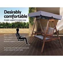 Load image into Gallery viewer, 2 Seater Wooden Garden Canopy Swing Chair - Charcoal
