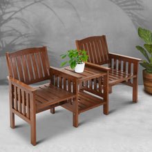 Load image into Gallery viewer, Gardeon Garden Bench Chair Table Loveseat Wooden Outdoor Furniture Patio Park Brown

