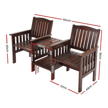 Load image into Gallery viewer, Gardeon Garden Bench Chair Table Loveseat Wooden Outdoor Furniture Patio Park Charcoal Brown
