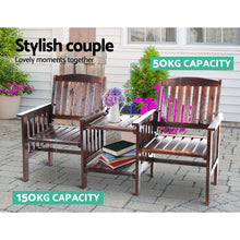 Load image into Gallery viewer, Gardeon Garden Bench Chair Table Loveseat Wooden Outdoor Furniture Patio Park Charcoal Brown
